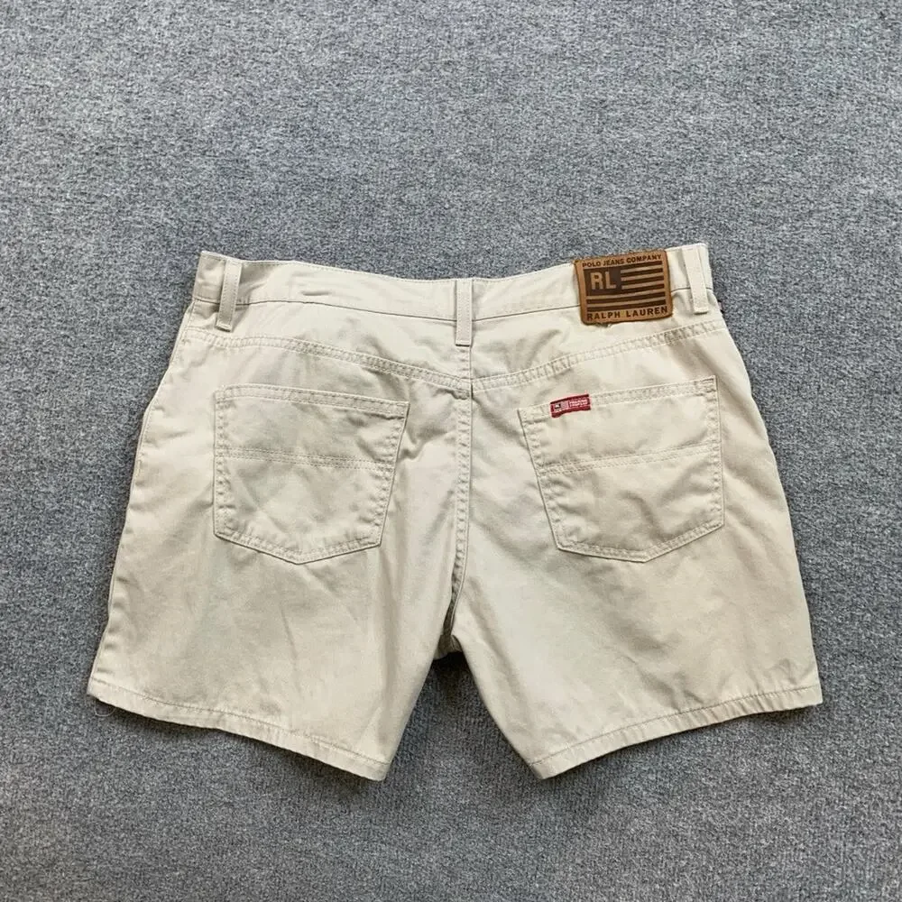 Ralph Lauren Polo Jean Shorts Womens 12 Khaki Cotton 5 Inch Inseam Walking Chino
